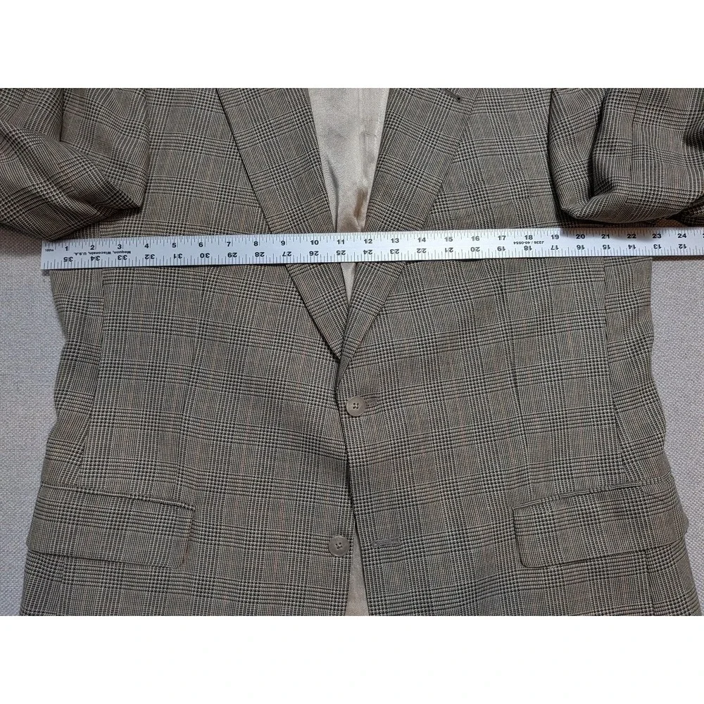Hart Schaffner Marx Men's 42R Blazer Brown Plaid Wool Jacket Coat Made in USA